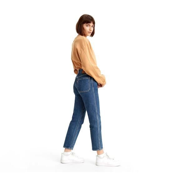 Levis Denim Jeans Wedgie Straight Button Fly Utility Big E Premium Blue Size 26 - Picture 2 of 16